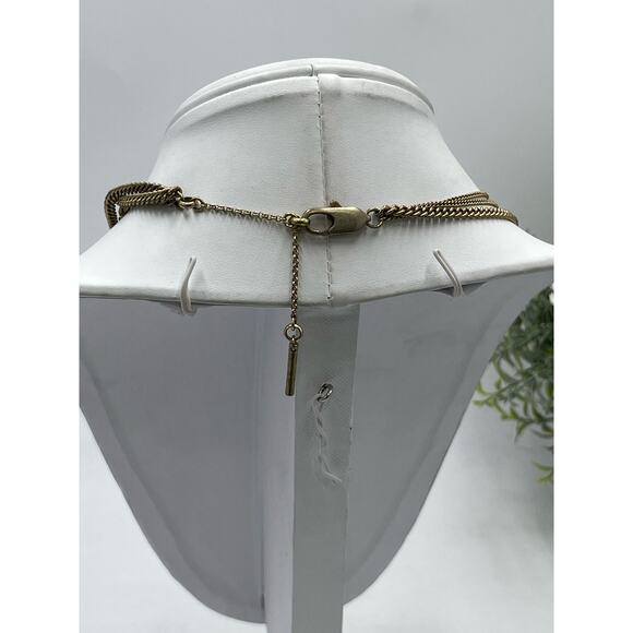 Kenneth Cole Antique Gold Tone Layered Leaf Multi Strand Necklace - Picture 5 of 8